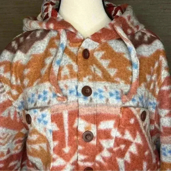 Raw Yarn Industries Fleece Shacket Women’s Men’s Size Large Southwest Aztec - Picture 2 of 9